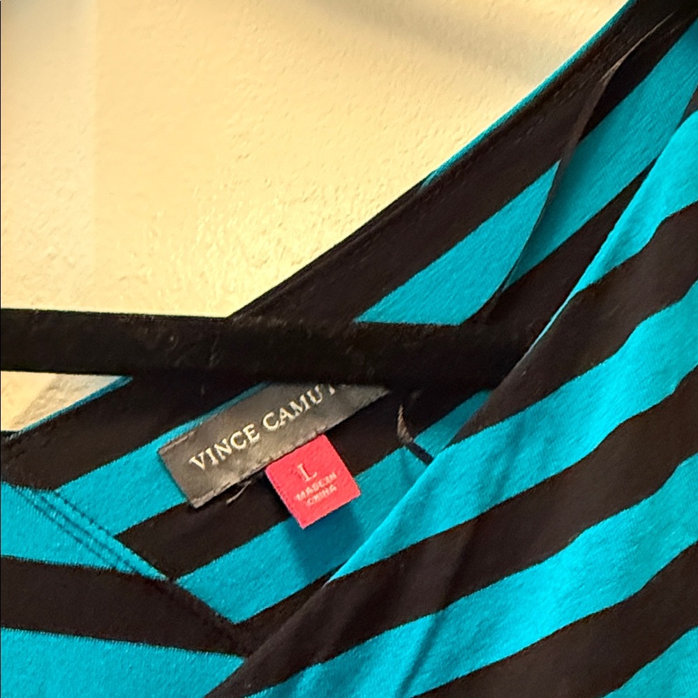 Vince Camuto Black and Blue Striped Blouse - Picture 2 of 3